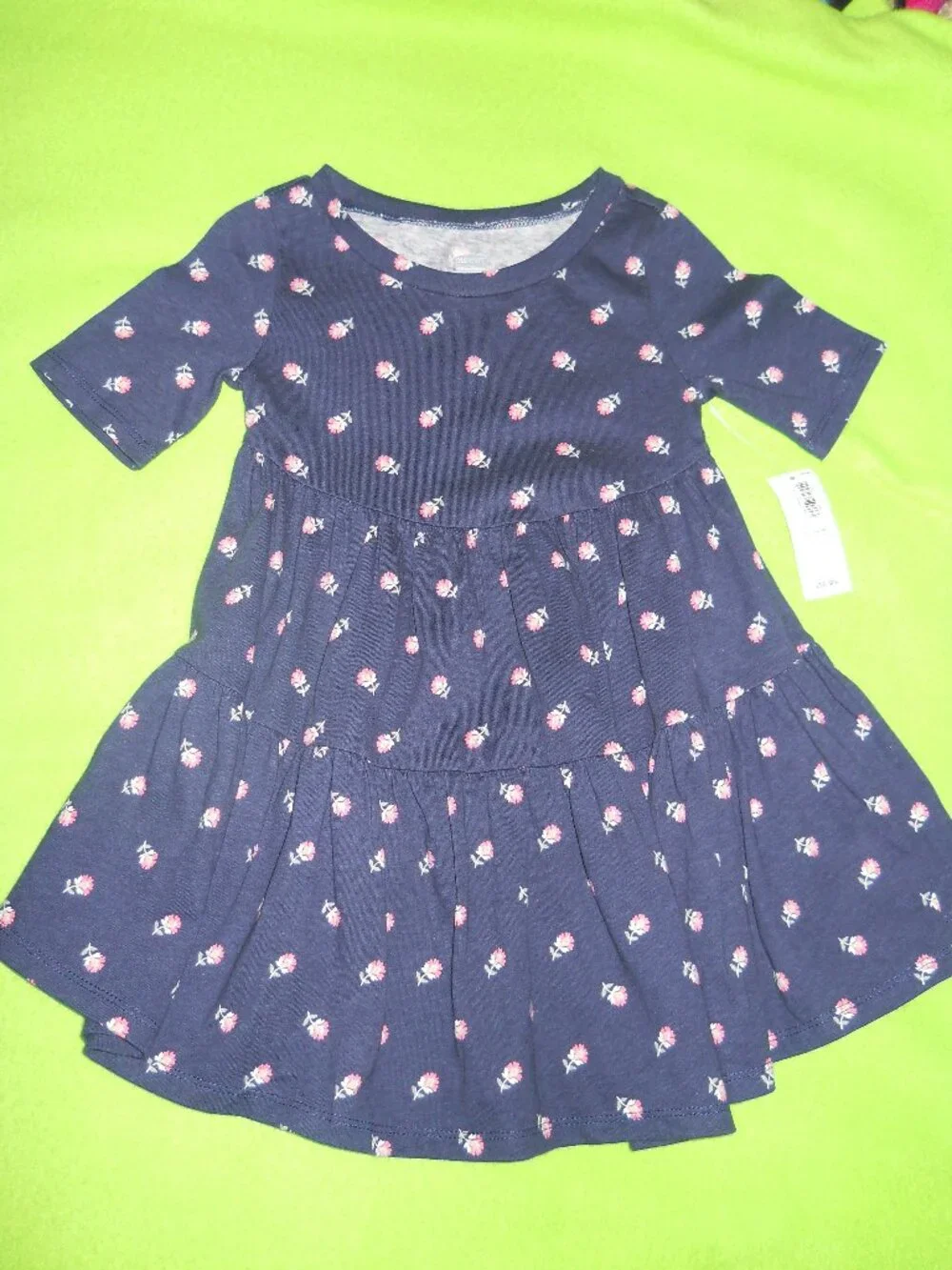 NWT ~ Old Navy Baby Navy Print Short Sleeve Dress ~ Size 18-24 M ~ MSRP $16.94
